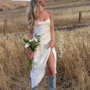 Zara Satin Effect Cut Out Midi Dress White Size xs